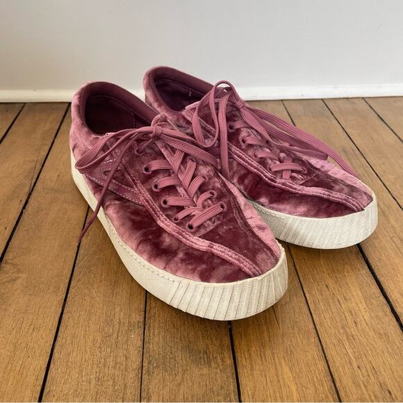 Tretorn Shoes - Tretorn Nylite 4 Bold Mauve Pink Crushed Velvet Platform Sneakers 8